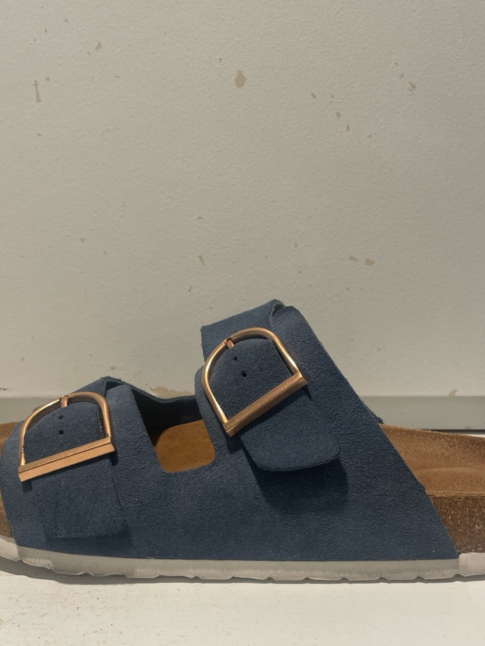 Cushionaire Legacy Women’s Size 11W Blue Suede Double Buckle Slide Sandals - Picture 4 of 8